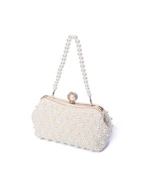Pearl Beaded Evening Clutch Bag with Chain Strap Wedding Party